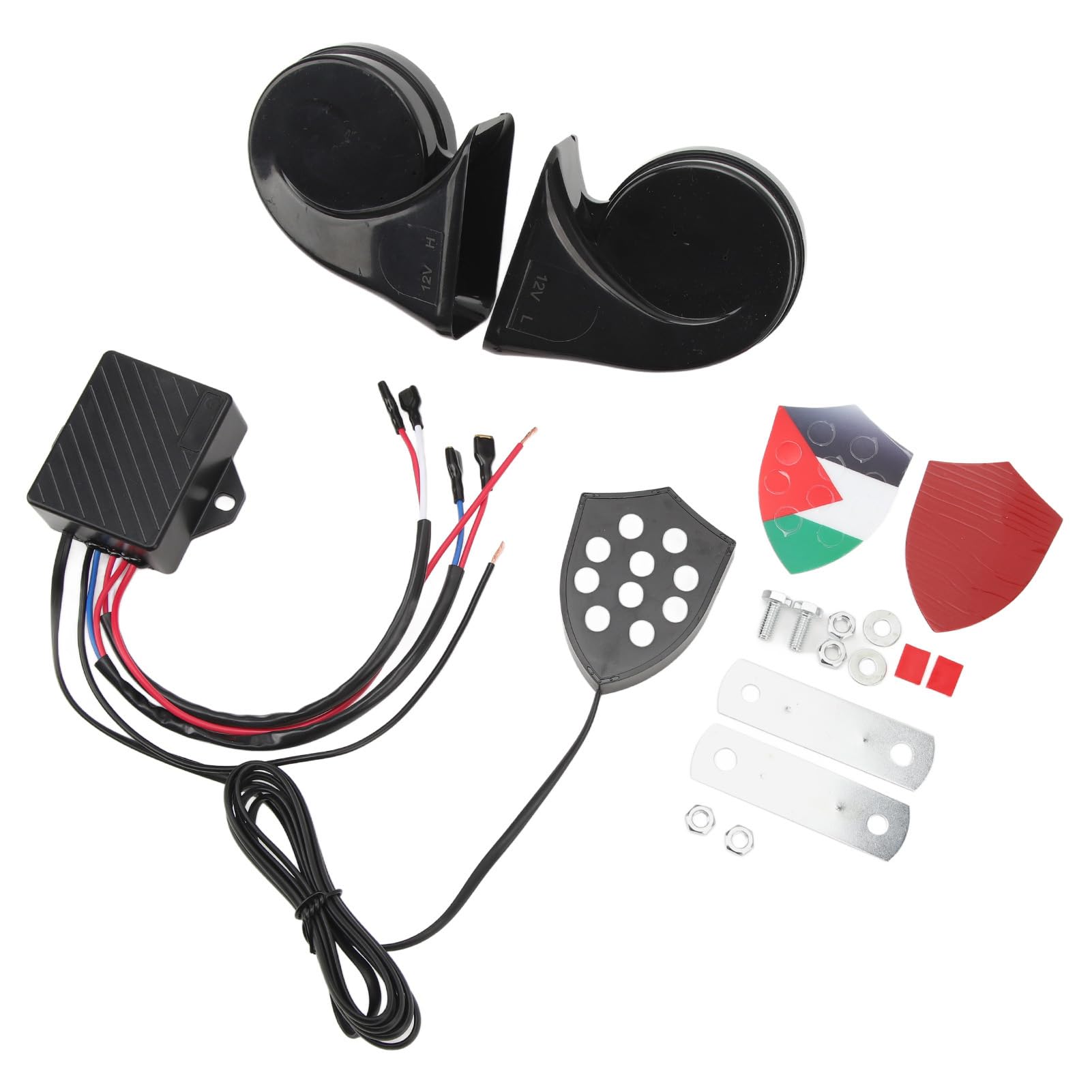 Alomejor Sirena di Emergenza per Auto in Metallo ABS, Elettronico, 12 V, 150 DB, Telecomando Universale, Adatto per Auto, Berline, Camion, SUV, con Suono Regolabile e Avviso Chiaro
