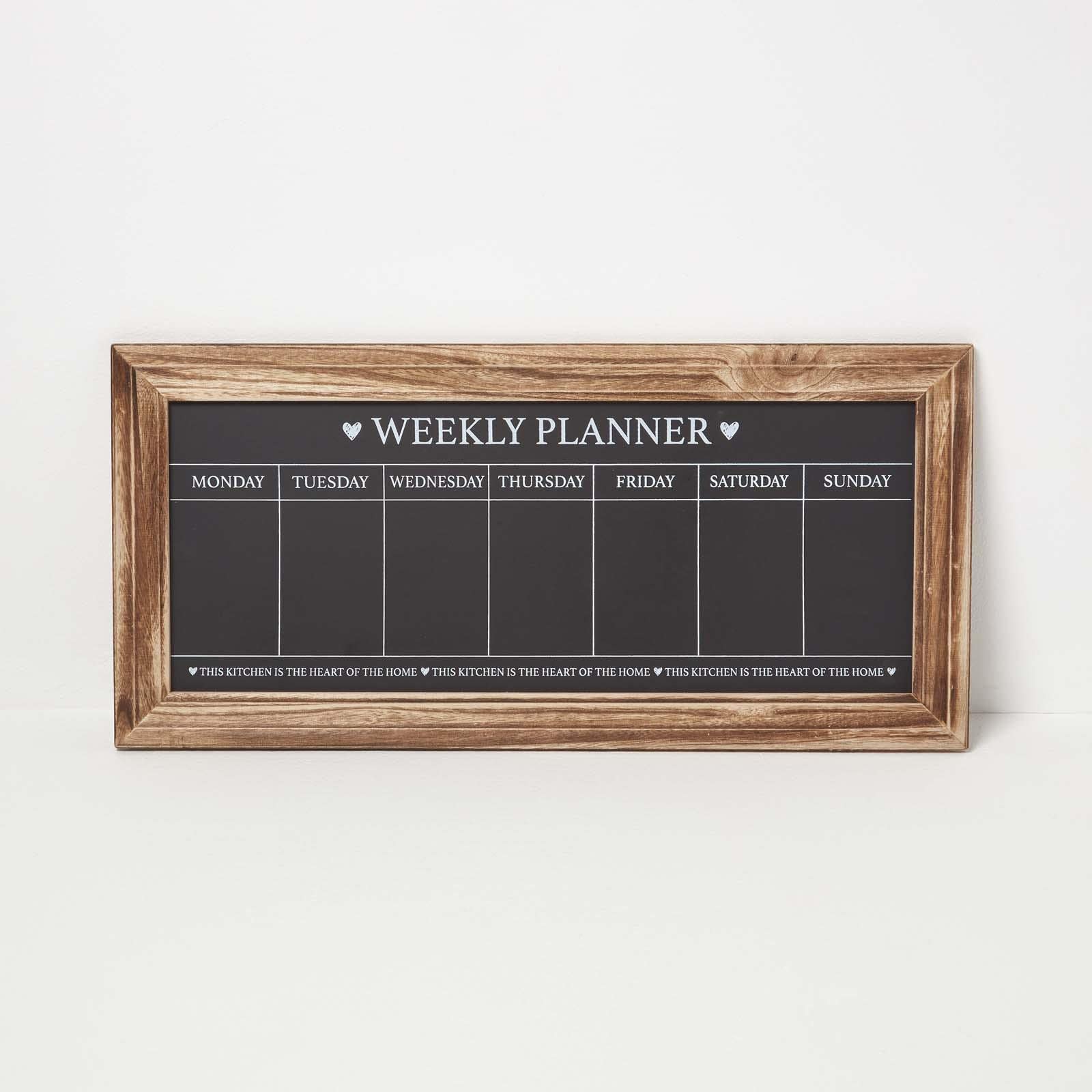 HOMESCAPES Weekly Planner Chalk Board for Meal Prep and Plans for Kitchen and Dining Rooms, 67 x 32 cm