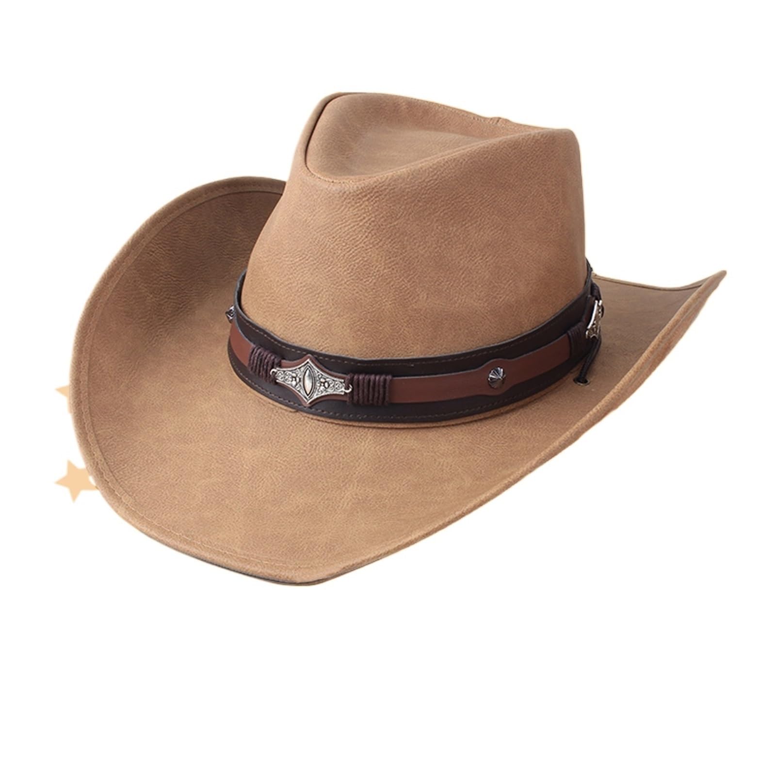 Cappello Cowboy Cappello da Cowboy in Pelle Uomo e Donna, a Tesa Larga, Padrino, Gentiluomo, Chiesa, Sombrero, Berretto Jazz(Color4)