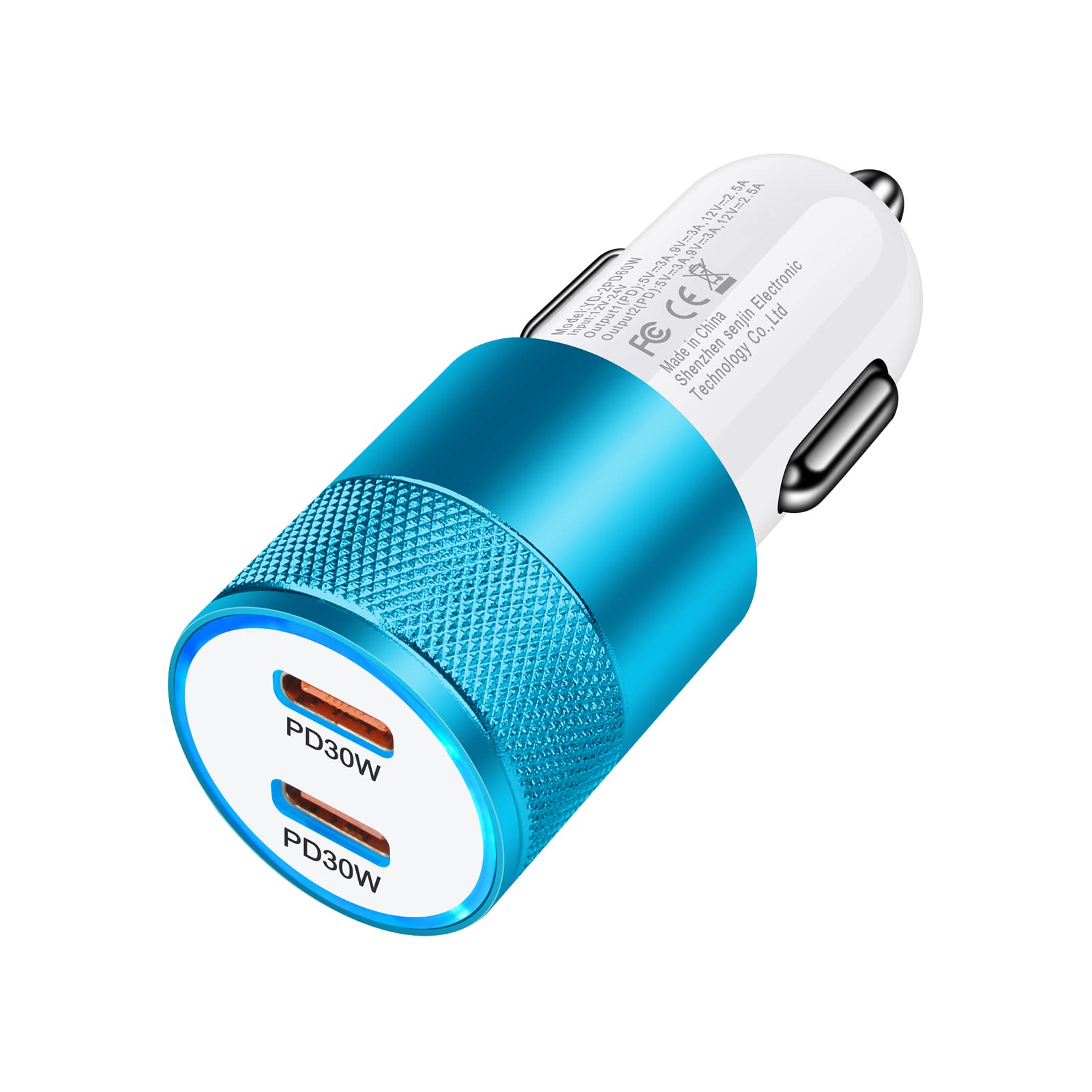 USB-C 2ポート しがーソケット タイプC急速充電器 5V/3A 60W シガーソケット 車 Cタイプ ソケット 軽量 12V/24V車対応 コンパクト iPhone16/15/14/13/12/11/8,iPad Pro,GalaxyS24/A53,Pixel8,Xperia など
