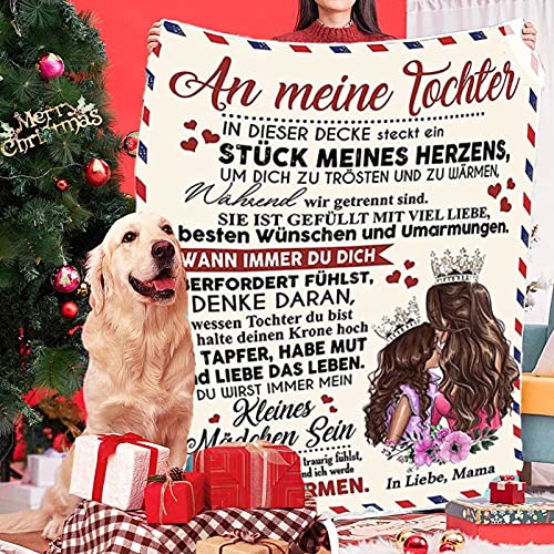 Cuddly Blanket Personalised Gifts, Blanket An My Daughter German, Mother to Daughter Letter Blanket - Image 4