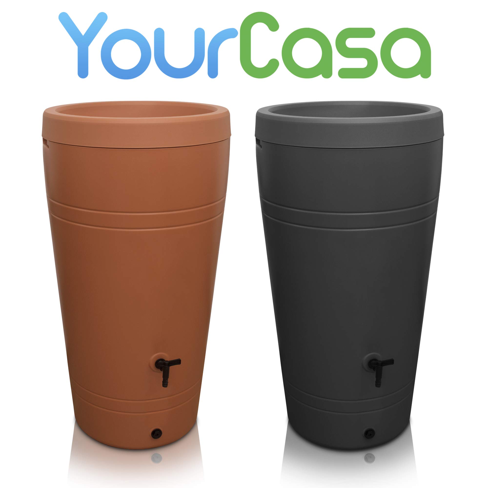 YourCasa Récipient pour Eau de Pluie 230 l - Design Decore - tonneau/réservoir d'eau de Pluie - avec Robinet - récupérateur Eau de Pluie - collecteur Eau de Pluie (Anthracite)