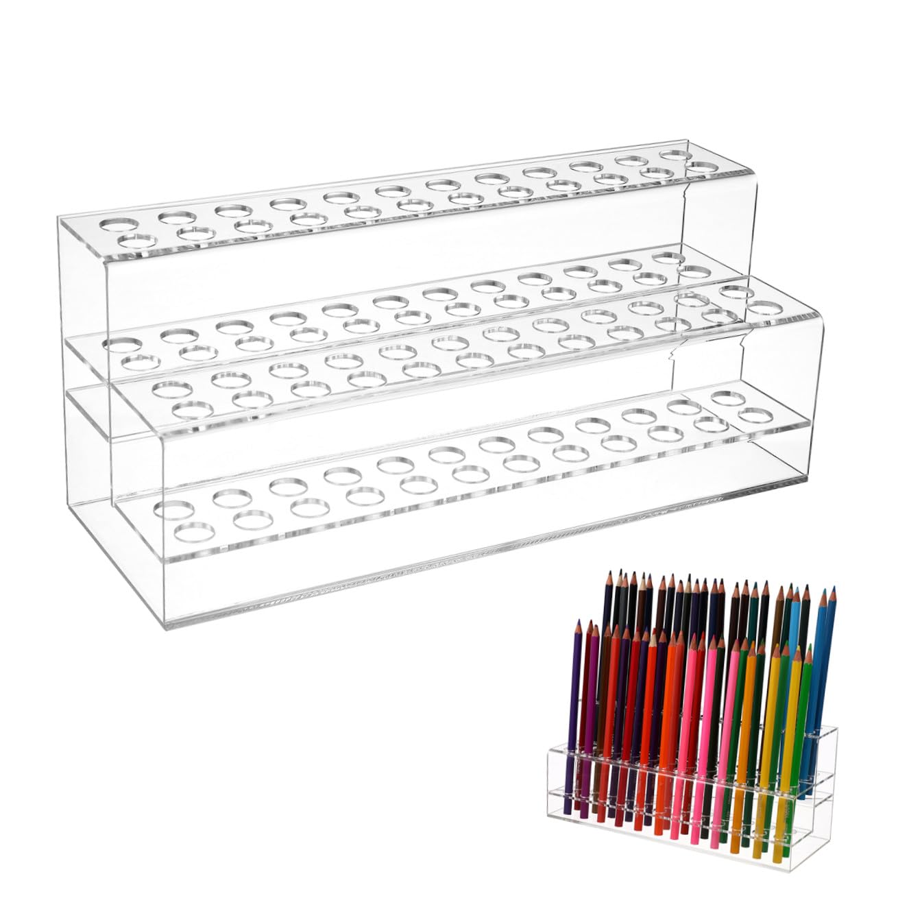 Présentoir à Crayons en Plastique, Support de Rangement de Bureau à Emplacements Multiples, Base Stable, Grosse Capacité, Bureau Maison École