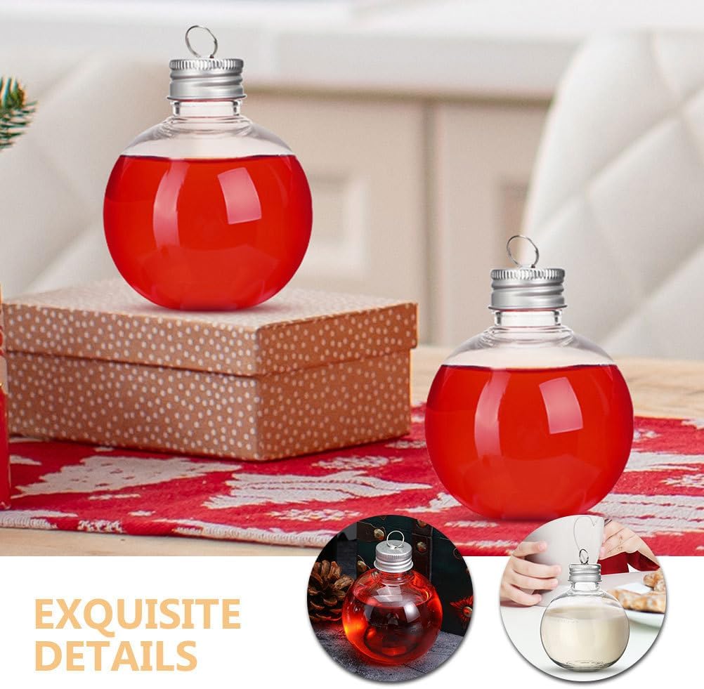 VICASKY 12pcs Hanging Bottle Candy Jar 150ml Light Bulb Shaped Transparent Bottle Fillable Ornament Jar for Milk Juice And Drinks - Silver image 3