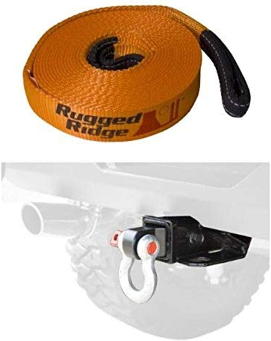 Rugged Ridge 15104.04 Tow Recovery Strap, 1 Inch x 15 feet; ATV/UTV : Automotive
