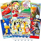 Bulk Imagine Ink Coloring Book Set for Boys - Bundle with 6 No Mess Coloring Books Featuring Sonic, Minecraft, Mickey Mouse, Spidey, Cars, and Bluey