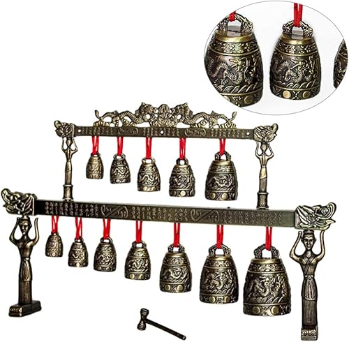 Miniatura 5 de Campanas chinas de meditación, instrumento musical de percusión, instrumento popular antiguo chino, recuerdo para decoración de oficina (patrón 3)