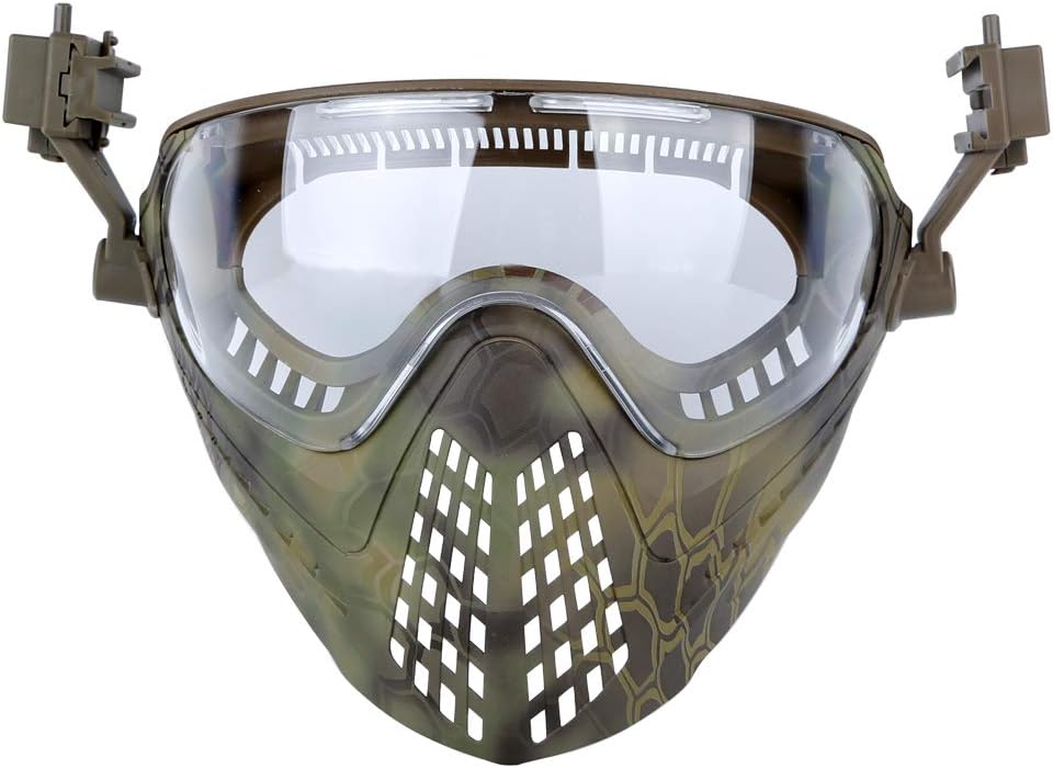 Dual-Mode Airsoft Paintball Mask Full Face Breathable with 3 Interchangable Lens Goggles, Fast Tactical Helmet Accessories