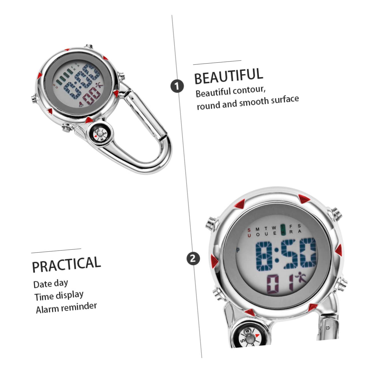 VALICLUD 3 Stück Einfaches Design Karabiner Uhr Quarzuhr Alarm Und Kompass Für Taucher