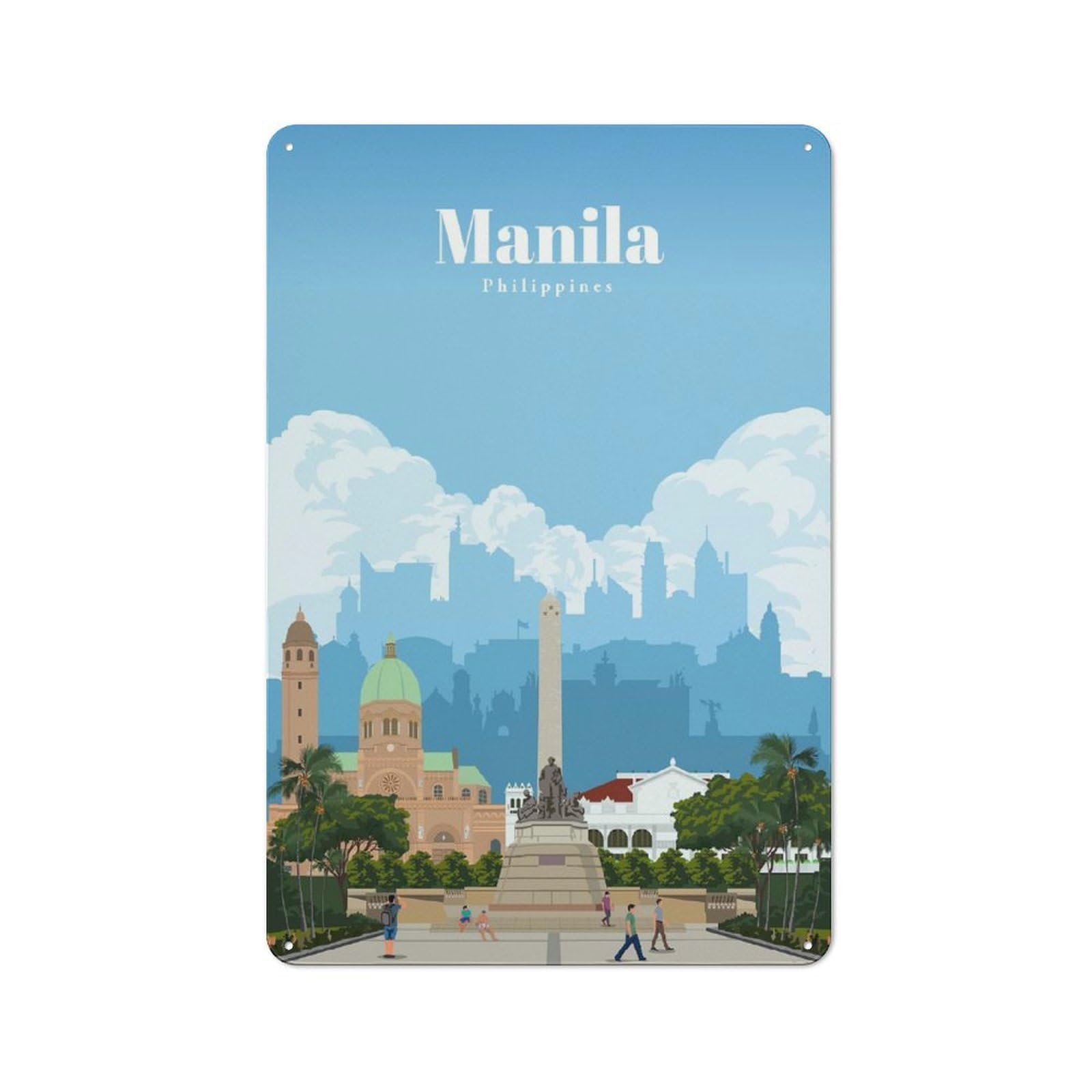 Travel to Manila Metal Tin Sign for Pet Owners, Birthday, Christmas Or Housewarming Gift, 30x20cm