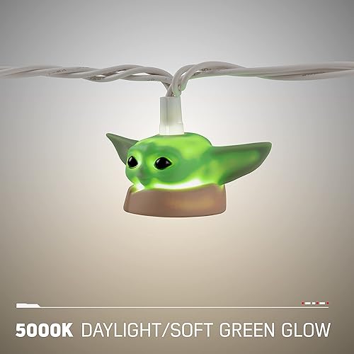 Miniatura 4 de STAR WARS Baby Yoda - Cadena de luces The Mandalorian, The Child, Grogu, 5000K blanco frío, 10 luces LED, interior/exterior, edición de