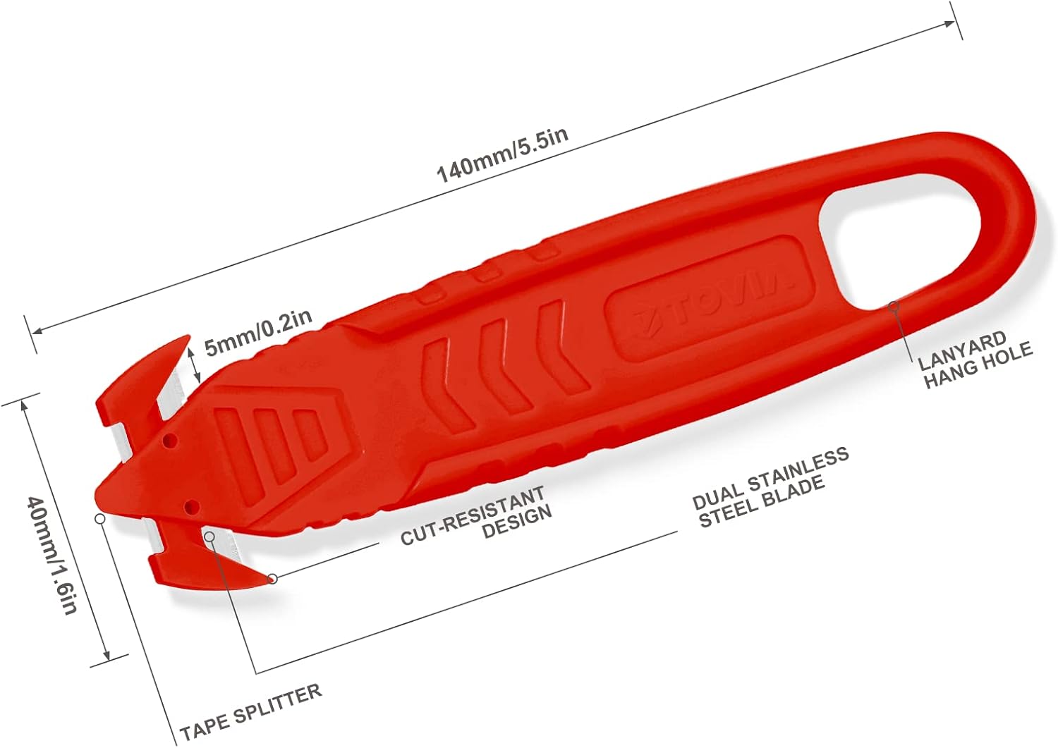 T TOVIA Safety Box Cutter Knife 12pcs 3 Colors, Recessed Concealed