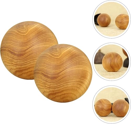 Miniatura 5 de Healeved Bolas de madera Baoding 2 bolas de mano de madera natural bolas de masaje de fitness bolas de masaje redondas chinas para entrenamiento