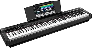 STRICH Digital Piano 88 Key Full Size Weighted Keyboard, Hammer-Action Portable Electric Piano For Beginner Adults, Bundle With Sustain Pedal, Piano Stickers, Music Rest, Black, SDP-P7
