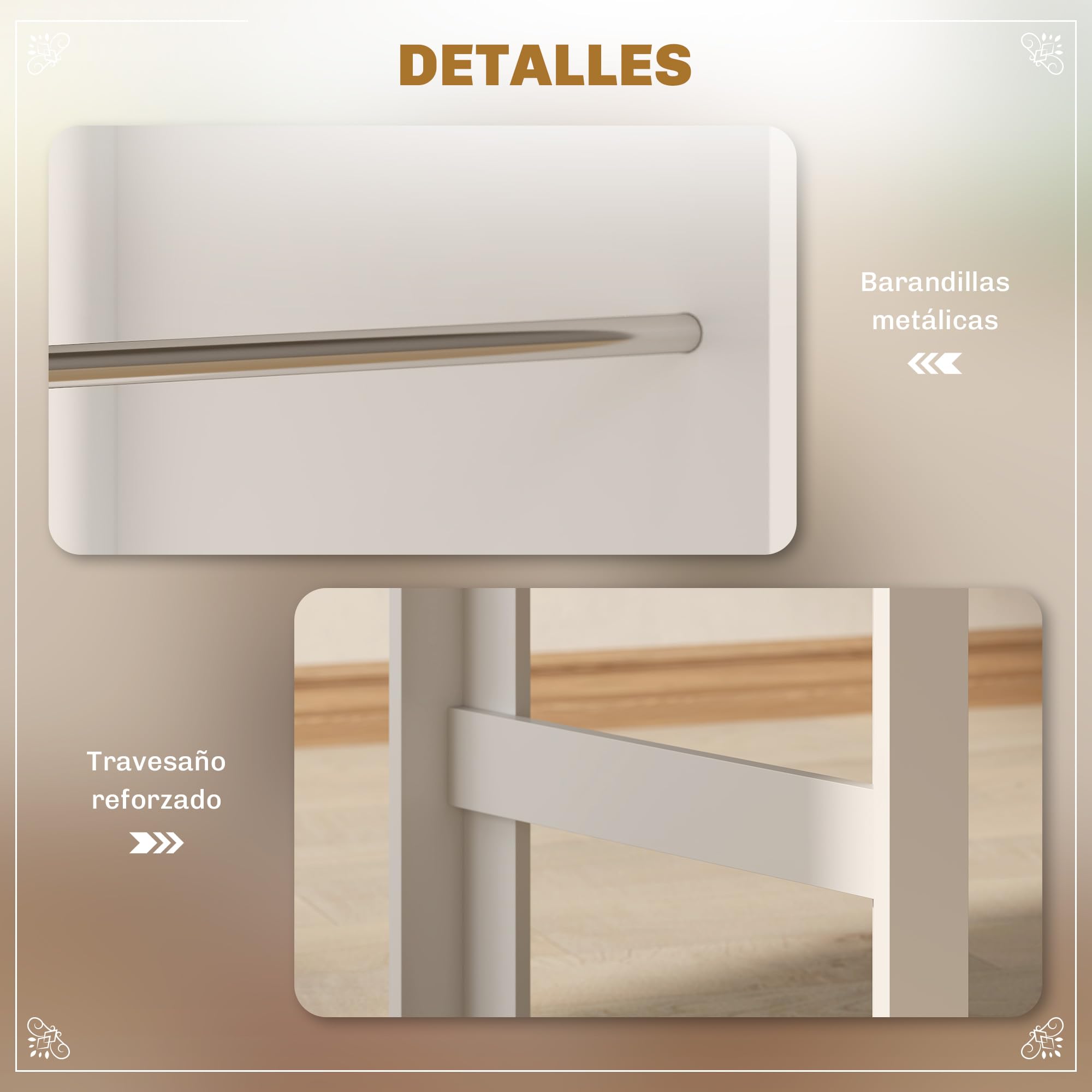 HOMCOM Mesa Alta de Bar, Mesa de Cocina con 3 Estantes Laterales, Estilo Moderno, para Comedor, Salón, 112x57x106 cm, Blanco