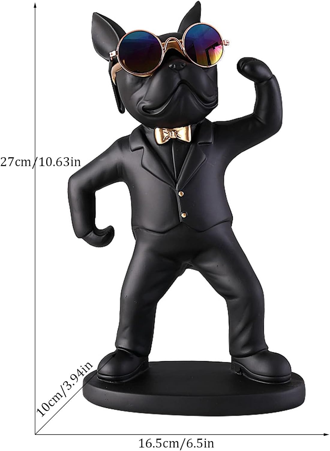 Wine Bottle Holder, Bulldog statue Wine Holder, Wine Racks Countertop, Wine Stand Wine Accessories, Wine Bar Decor,Black,16.5x10x27cm