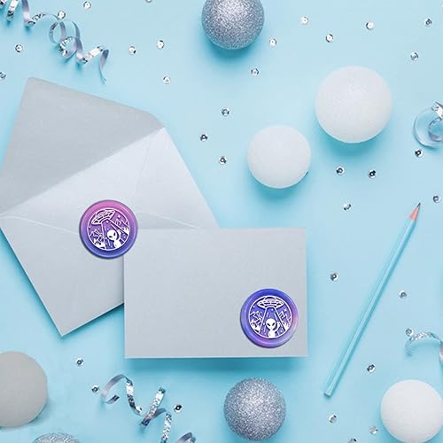 Miniatura 3 de CRASPIRE Sello de cera de sellado OVNI, sellos de cera de sellado de alienígenas de 1.181 in, retro, vintage, extraíble, latón con mango de madera,