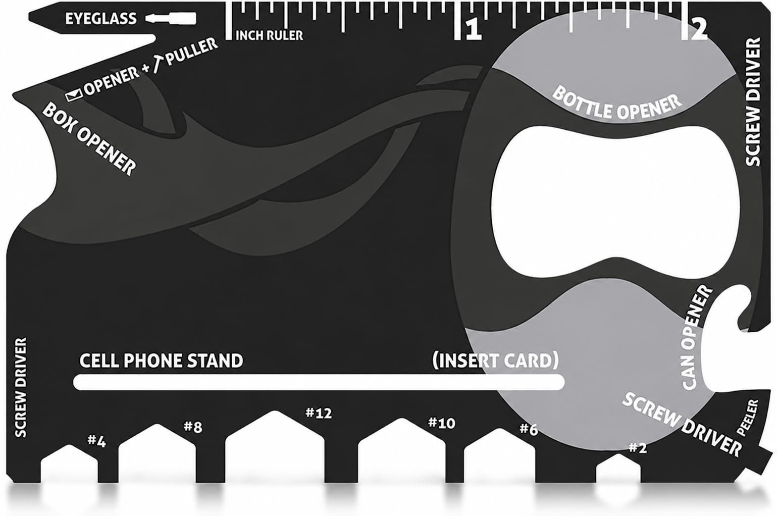 Multitool Card – 18 in 1 Credit Card Size Multi-Tool for Quick Repairs, EDC Survival Gear, Bottle Opener, Camping – Cool Gadget and Stocking Stuffer (Black)-image-1