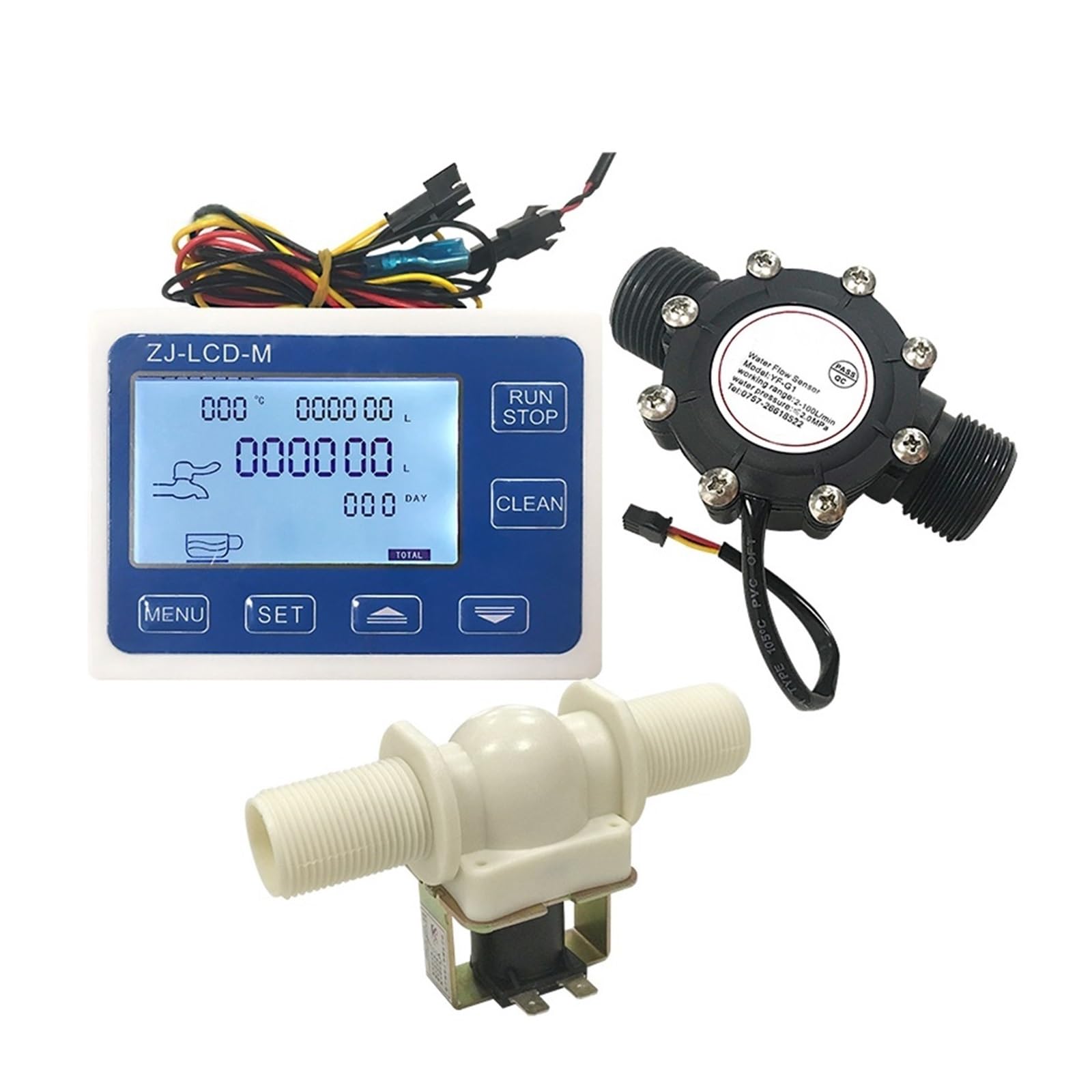 Controlador cuantitativo de Flujo con Pantalla Digital DN25, Sensor de Flujo de Agua de 1 ", Uso de válvula solenoide for controlar y Mostrar el Flujo de líquido