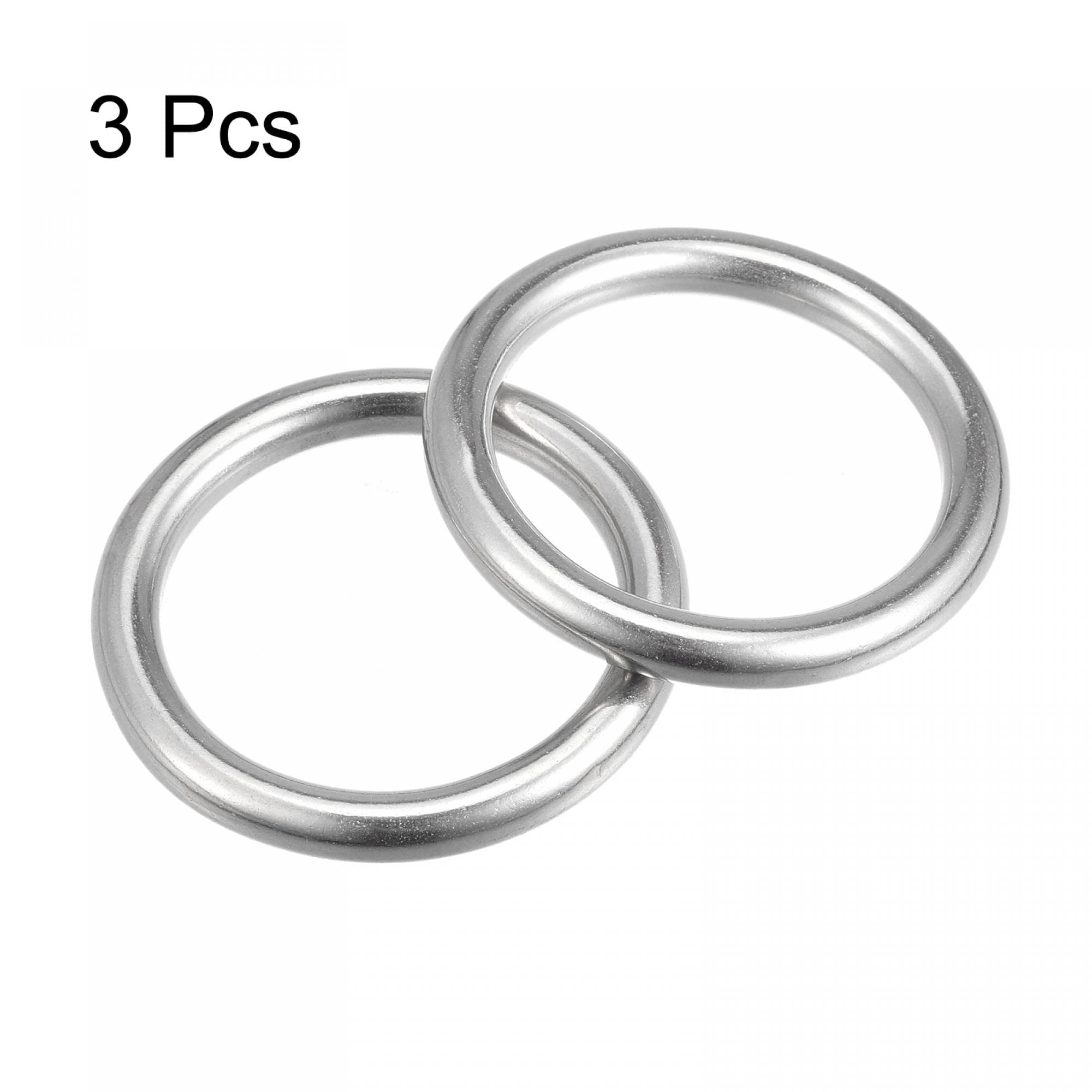 sourcing map Anneau Soudé Inox Acier 316 Rond 50mm ID 8mm Épais 3pcs