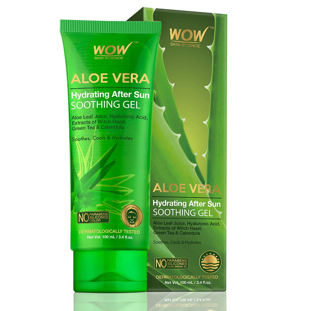 WOW Skin Science Aloe Vera With Hyaluronic Acid, Witch Hazel Extract, Green Tea & Calendula Hydrating After Sun Soothing Gel, 100 ml