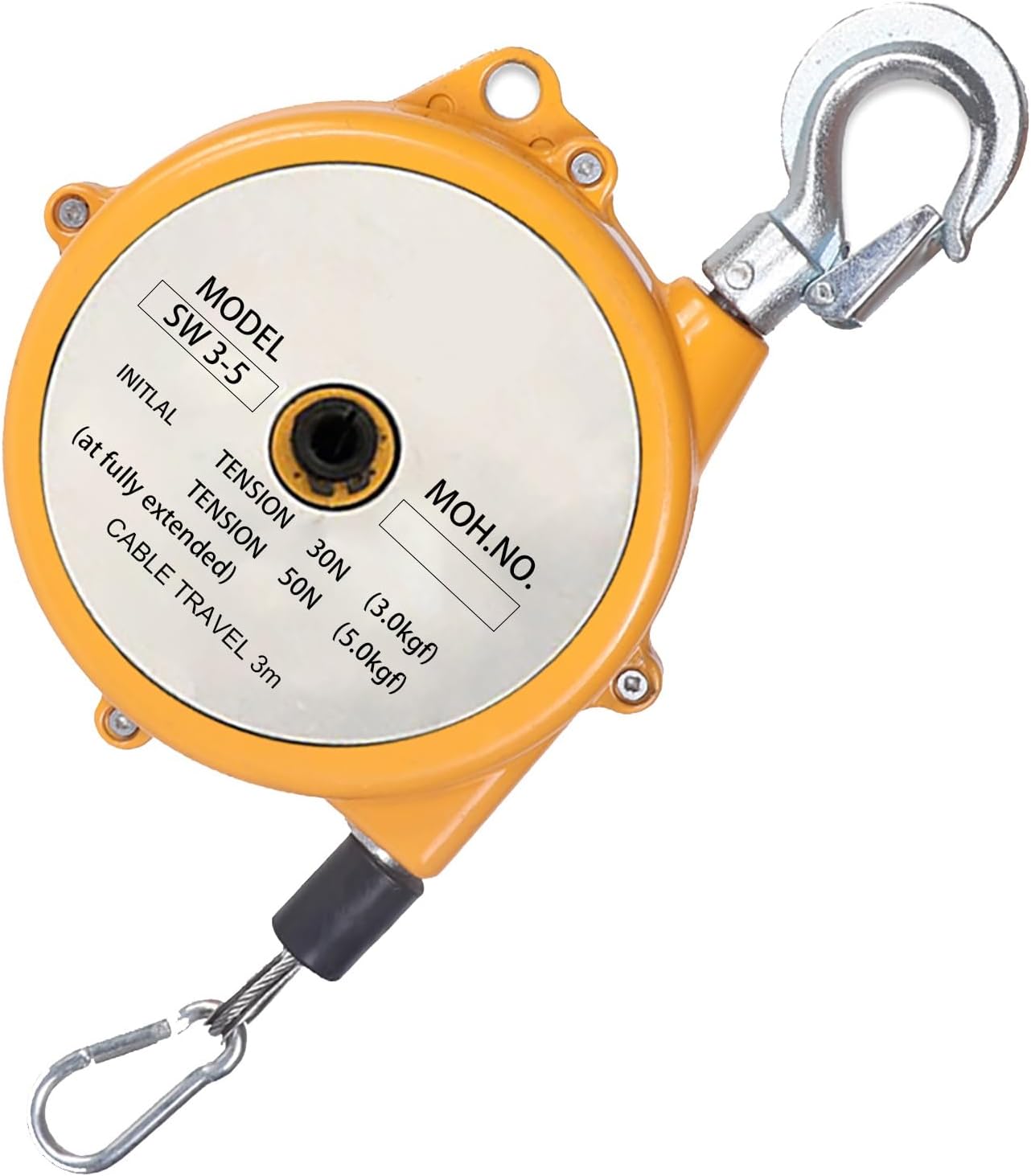SPABOY Spring Balancer, Retractable Spring Balancer with Wire Rope and Hook Retractor,3.0m Wire Rope, Used in Production Workshops, Machinery Manufacturing Etc. (Size : 3kg-5kg)