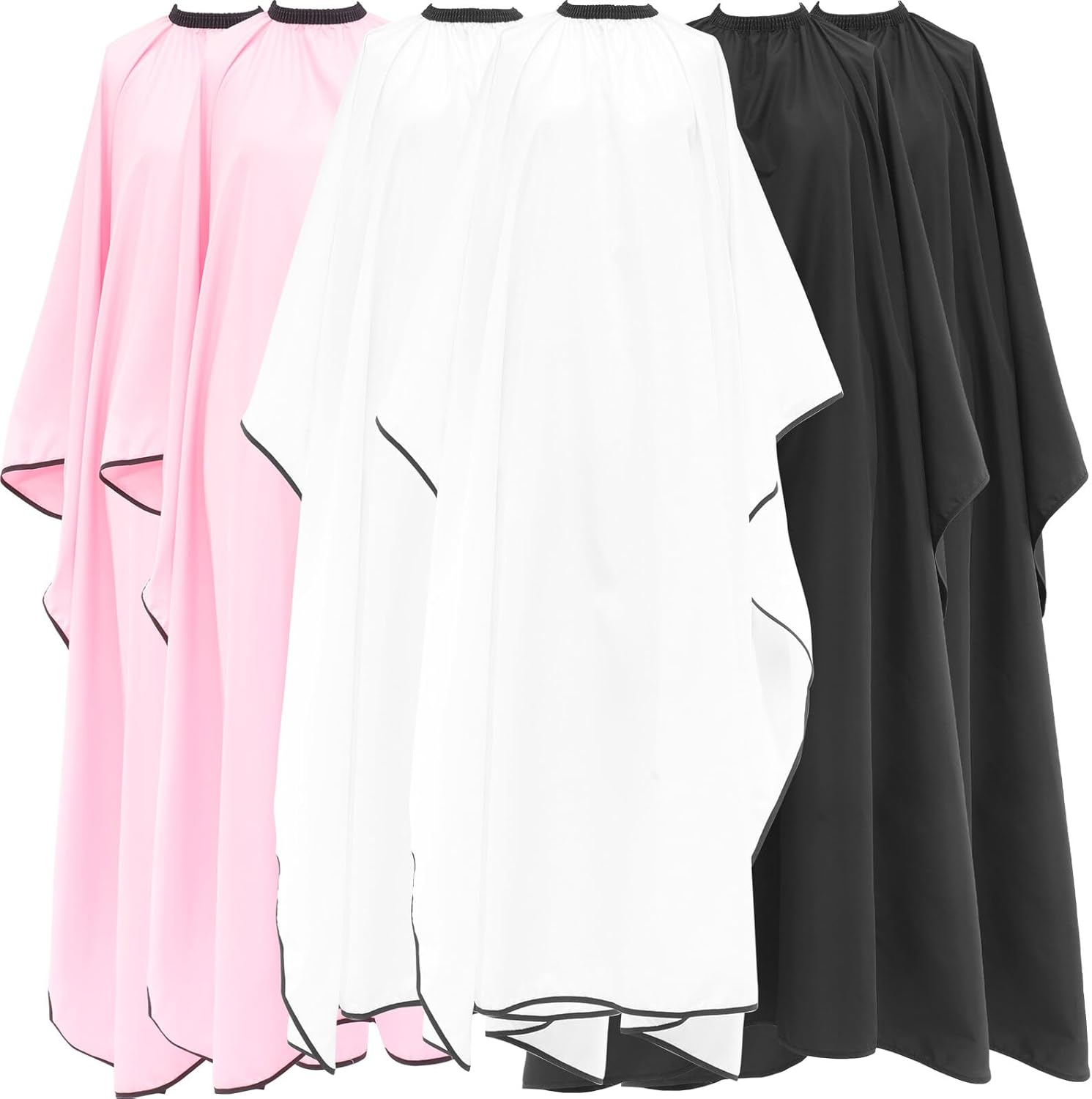 6pcs Hair Stylist Aprons Salon Barber Capes Large Size Thickened Haircut Protector Aprons for Women Hairdressers with Non-stick Hair Fabric, White Black Rose