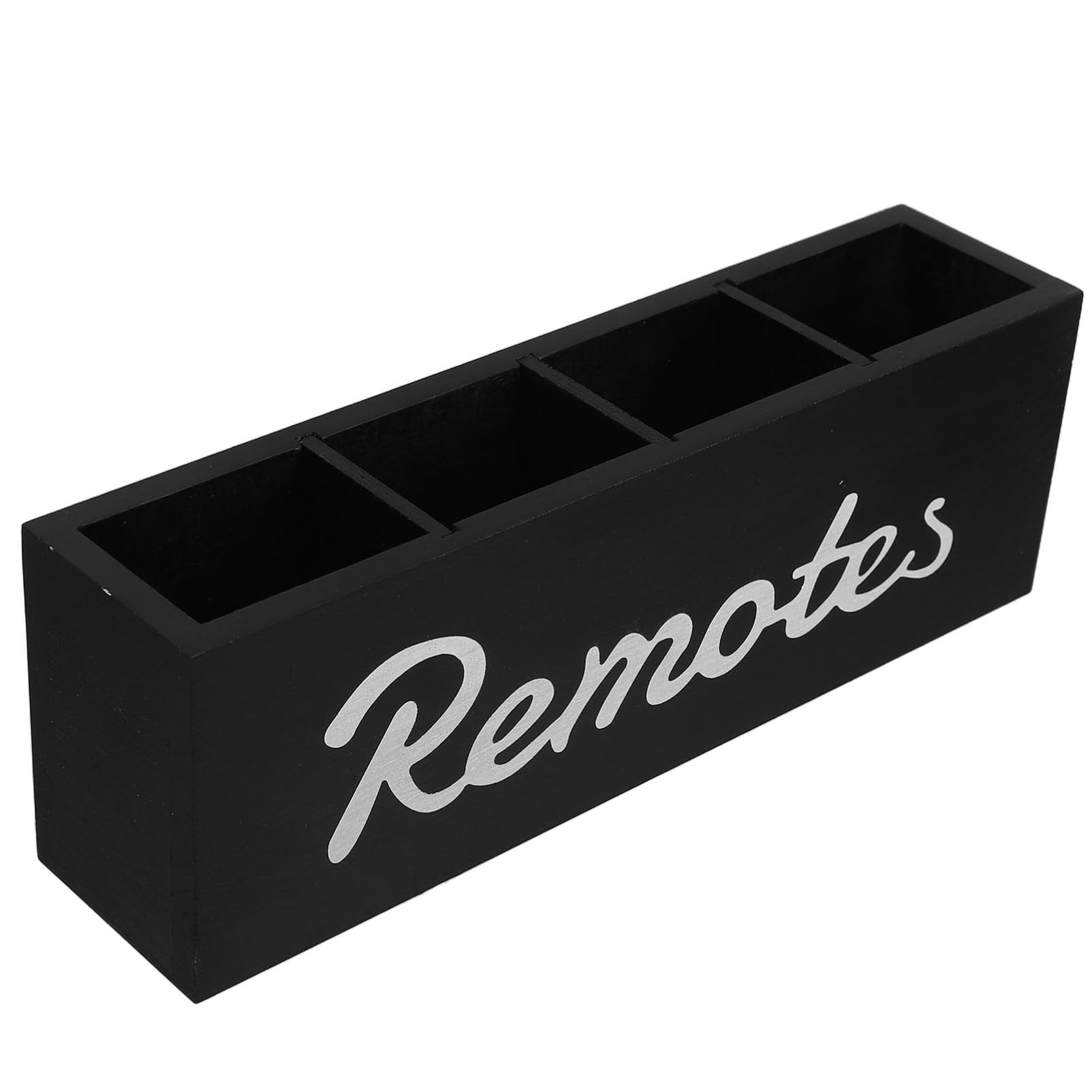Boîte de rangement bois pour télécommande murale noire et stylos