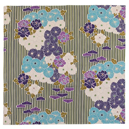 Image of NOREN Furoshiki Wrapping Cloth Bag (Retro Flower Purple) Medium Size 27.56 inches (70 cm), Made in Japan 100% Cotton Japanese Kimono Desigh Gift Wrap Tapestry Bag Cloth