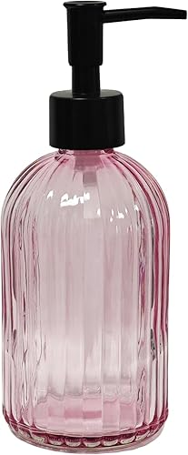 Miniatura 21 de Dispensador de jabón de baño marrón con bomba de plástico negro, dispensador de loción de vidrio de 12 onzas, dispensador de jabón de manos de