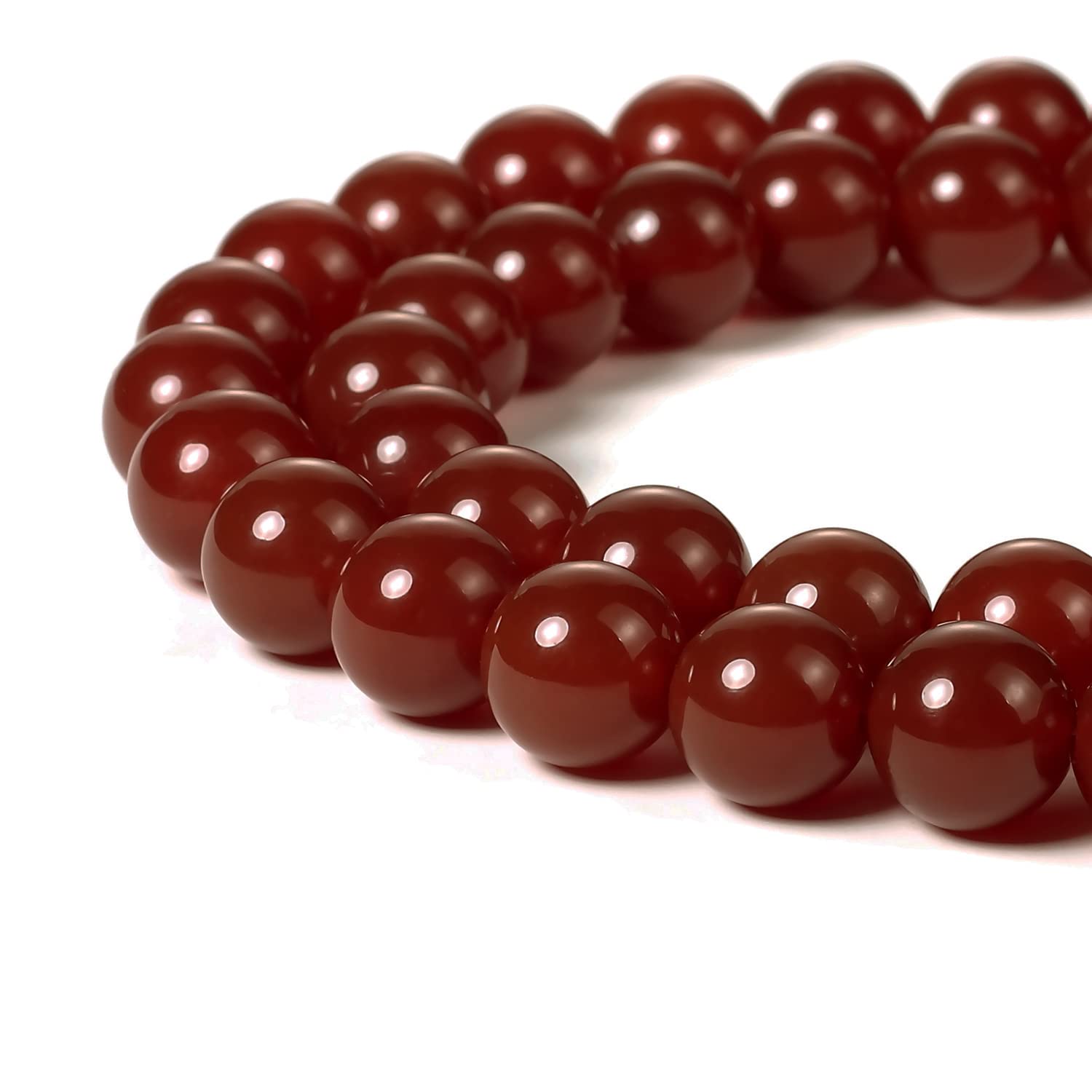 BEADNOVA Red Agate Beads Natural Crystal Beads Stone Gemstone Round Loose Energy Healing with Crystal Stretch Cord for Jewelry Making (10mm, 36-38pcs)