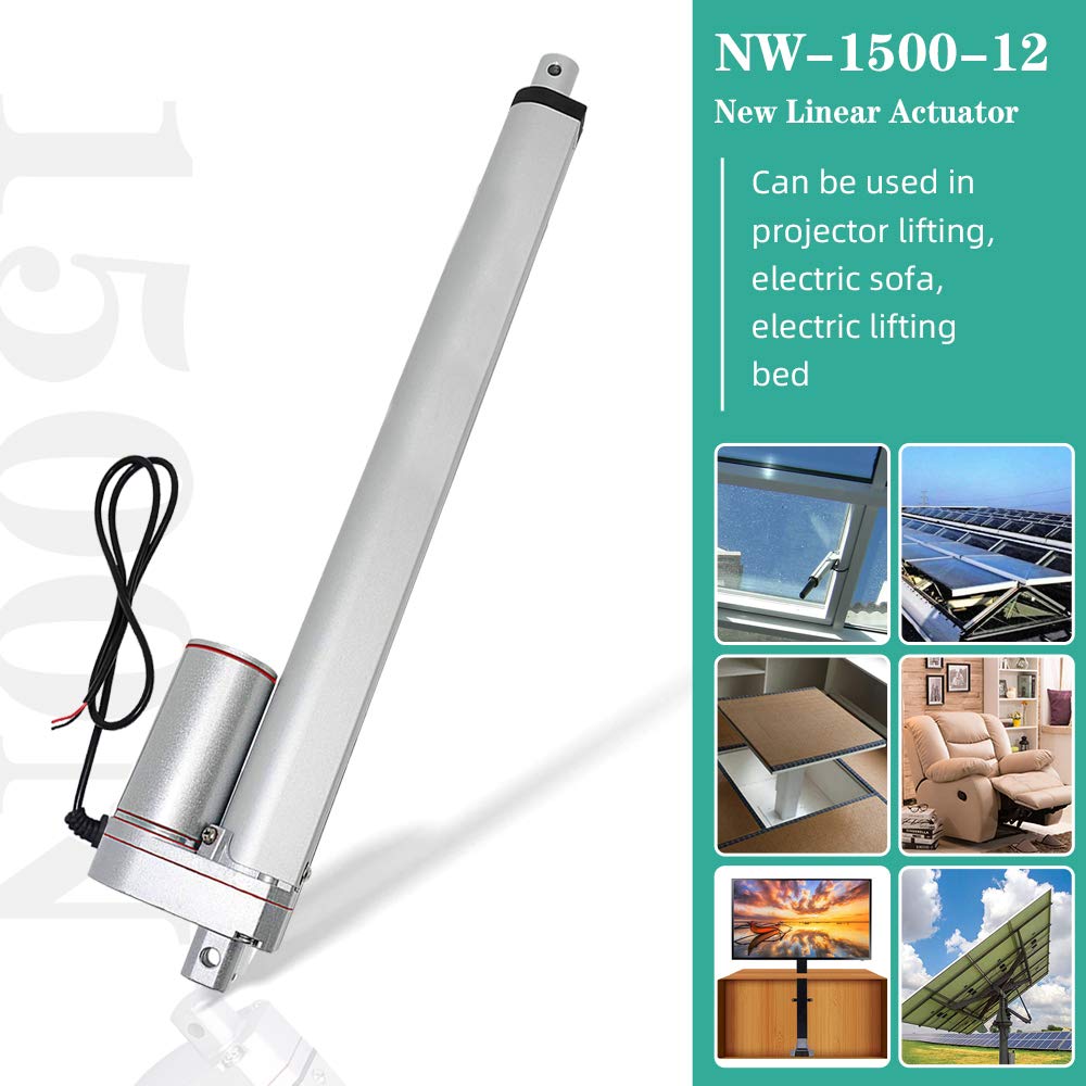 DCHOUSE Attuatori lineari Attuatori di movimento lineari 1000N/100KG Attuatore lineari da 450mm/18" Corsa Attuatore lineari da 12V DC Motore elettrico Staffa di montaggio