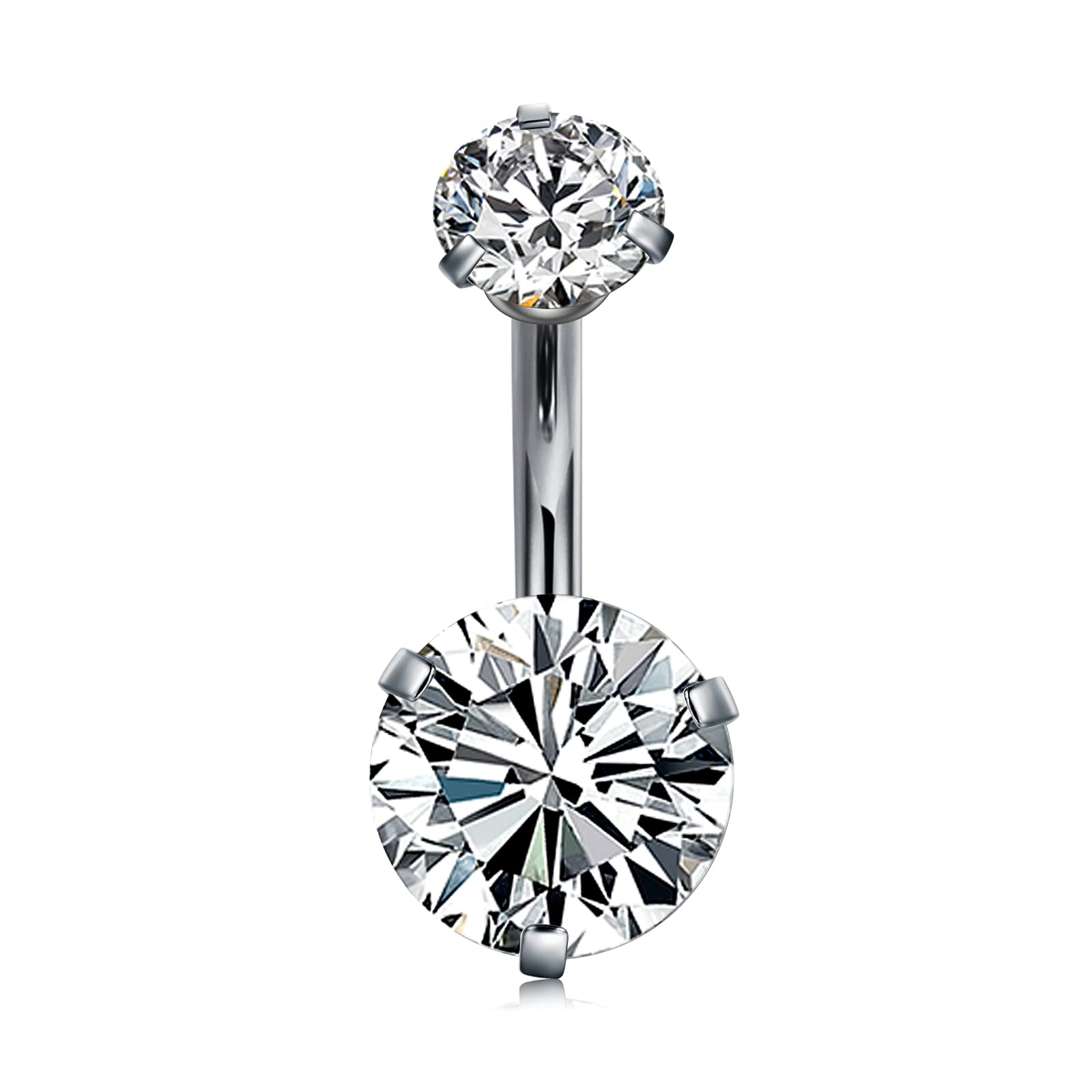 CIZME G23 Titanio Corto Piercing Ombligo 6mm Hilo Interno 14G Barra de Vientre con CZ Piercing Joyería