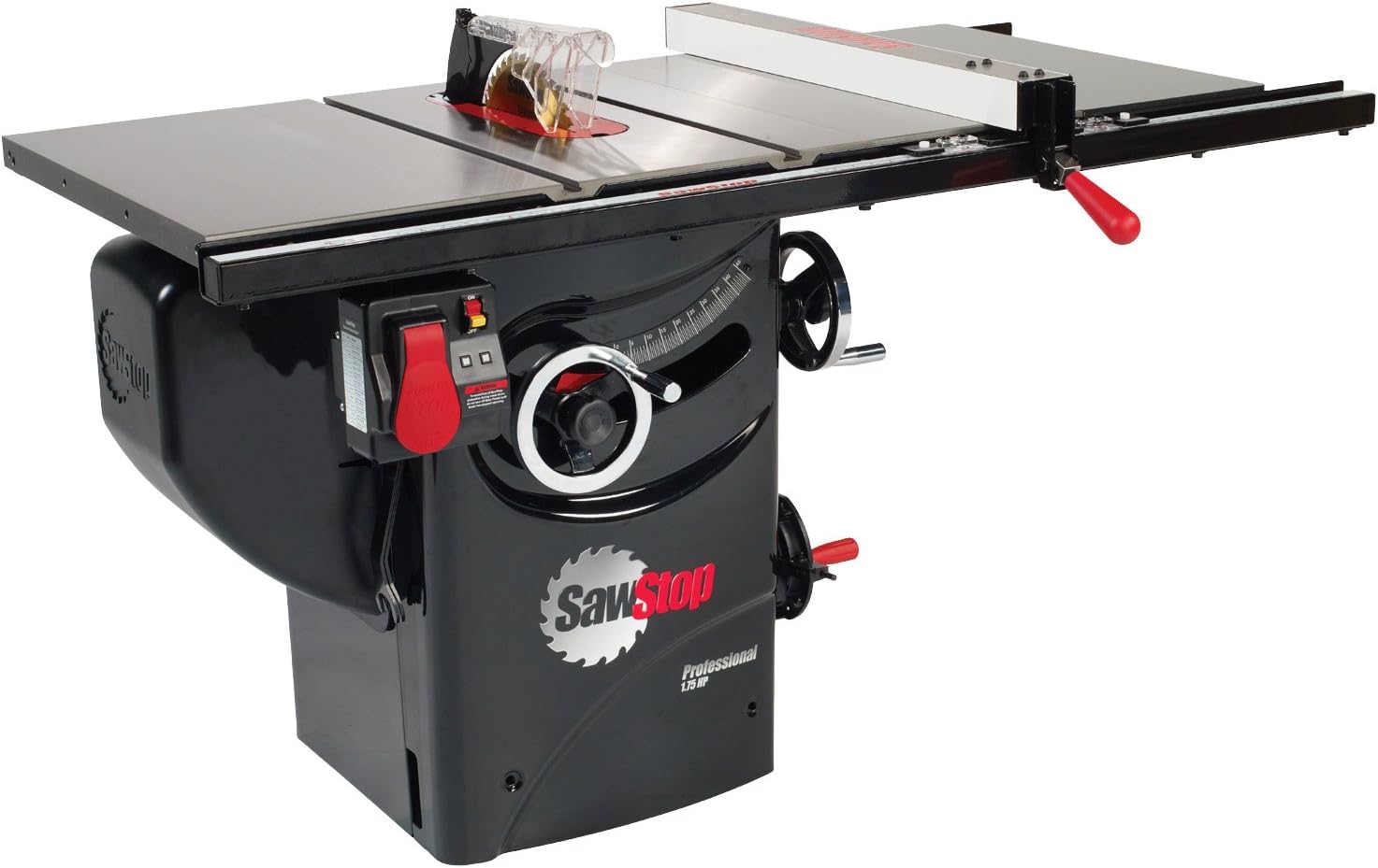 SAWSTOP 10-Inch Professional Cabinet Saw, 1.75-HP, 30-Inch Premium Fence Assembly (PCS175-PFA30)