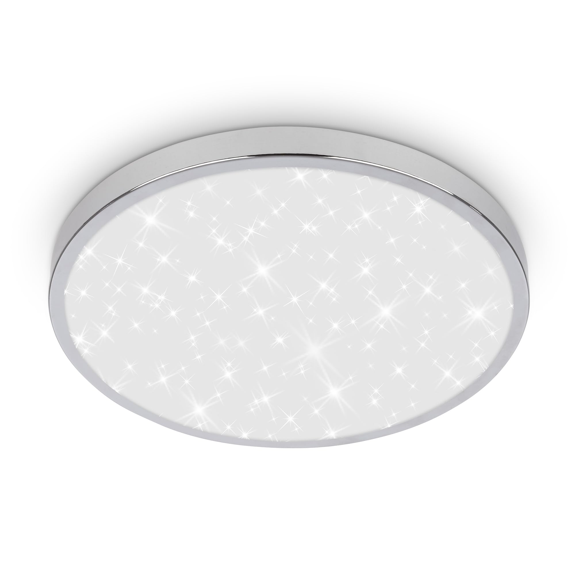 BRILONER - Plafonnier LED salle de bain avec lumière indirecte, IP44 protection contre les éclaboussures, couleur de lumière blanche chaude, plafonnier led, plafonnier cuisine, 24 x 6 cm, chrome