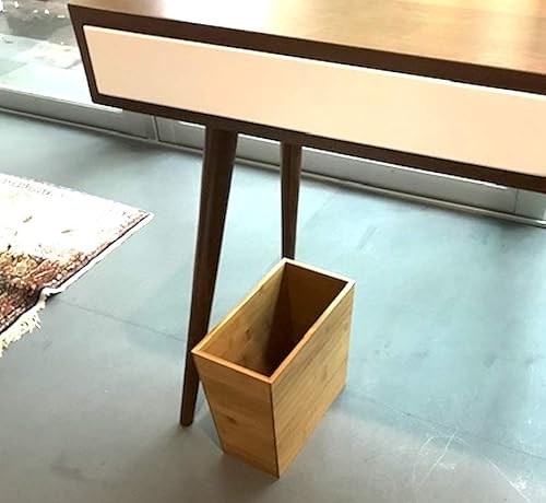 Miniatura 4 de Juego de 2 cestas de basura de bambú para baño, cesta de basura para oficina, baño, basura, dormitorio, papelera, papelera, pequeña decoración de