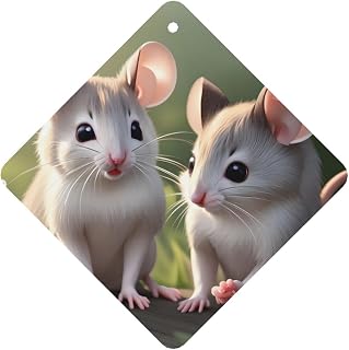 Mouse In Love Pattern Car Air Fresheners 4 Pcs Square Hanging Aromatherapy Tablets Scented Fresheners For Bedroom Bathroom