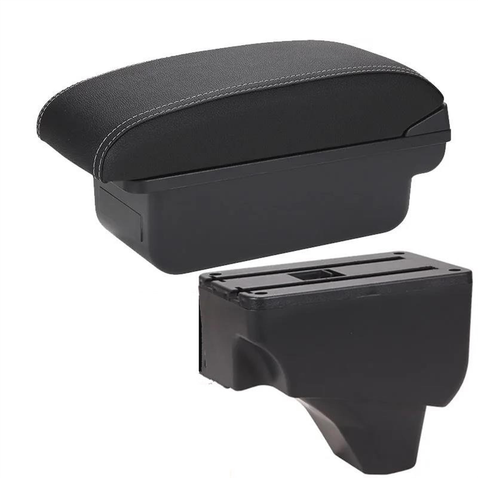 NOHEEU Car Armrest Special Storage Box Modification Parts For Peugeot 208 2008 2019 2020 2021 2022 2023 2024(C3 Black white NOUSB)
