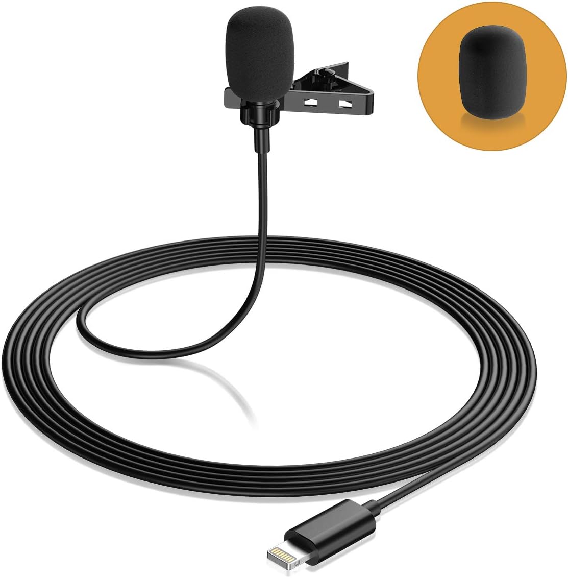 Lavalier Lapel Microphone for iPhone, Eafing Professional Lav Mic for Phone, Clip On Microphone for Recording Podcast/YouTube/Interview/Vlog/Video/Lecture (79in/2m): Home Audio & Theater
