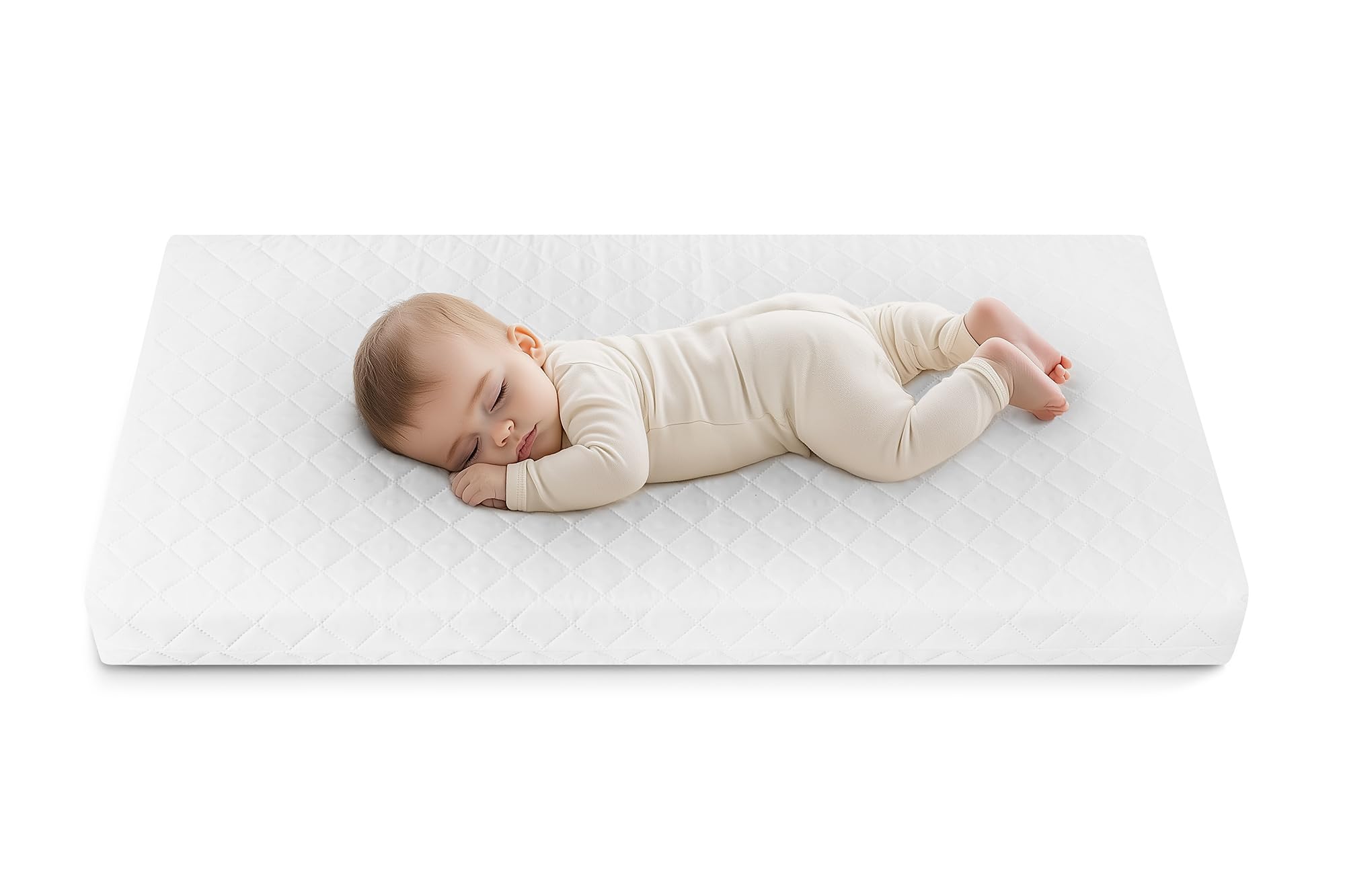 Love For Sleep Lit Bébé Évolutif en Bois Blanc 120x60 cm avec Matelas en Mousse, Tiroir, Barrière de Sécurité et Protections en Silicone – Lit Transformable pour Fille ou Garçon – Modèle Jacob
