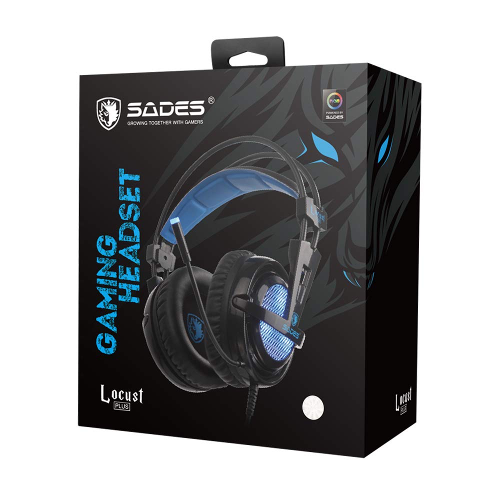 Locust Plus SA-904 - Auriculares para Juegos de PC con Sonido Envolvente Virtual 7.1 y luz RGB en Las Almohadillas