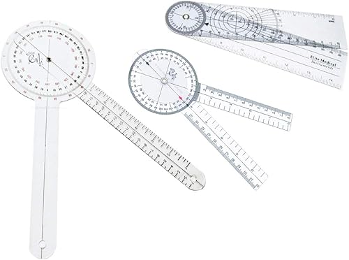 Miniatura 3 de Elite Medical Instruments USA - Juego de goniómetros de calidad original de 6 piezas, más cinta métrica, 7 piezas en total EGM-431