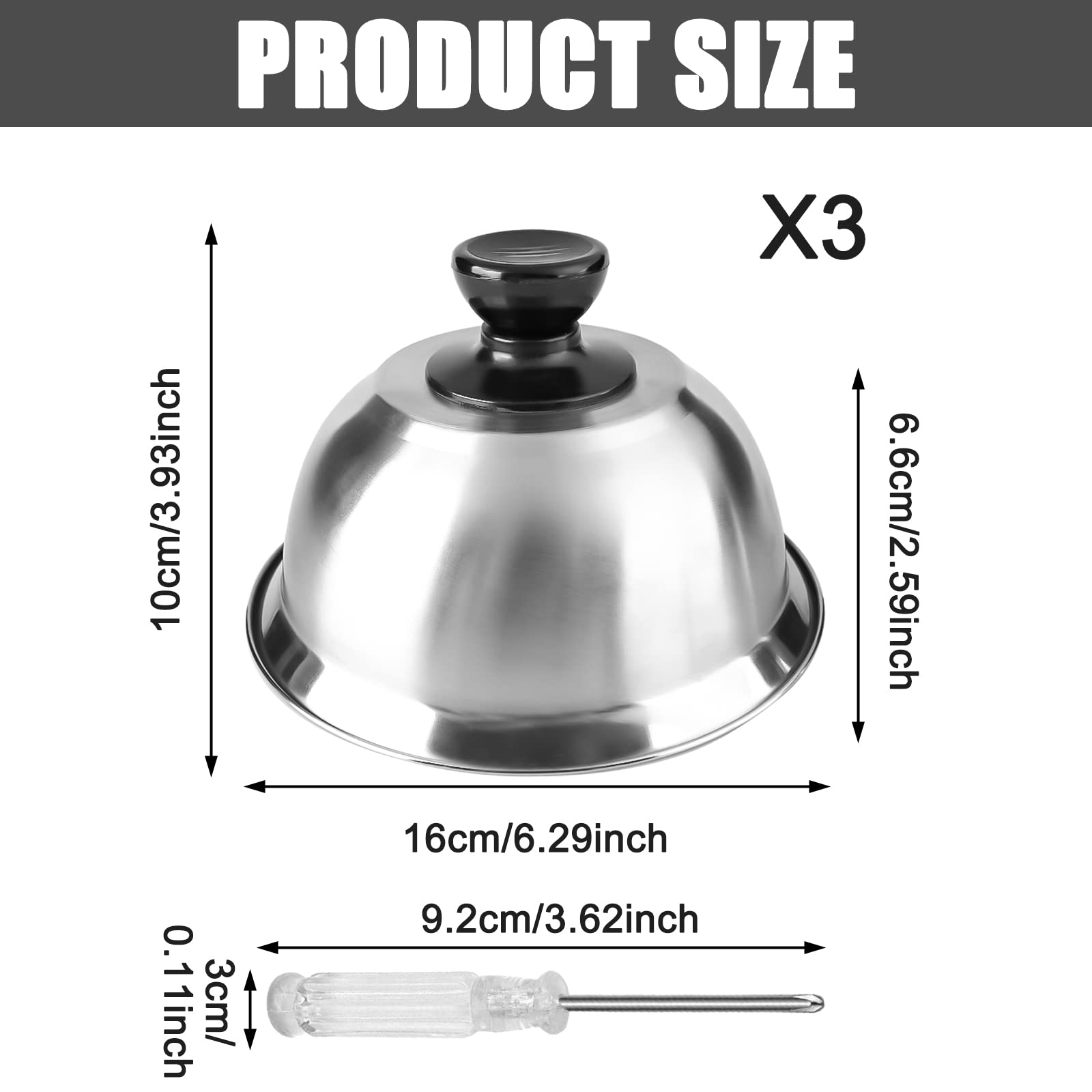 Campane Hamburger In Acciaio Inox - 2 Pezzi Per Barbecue E Cucina - Foto 6