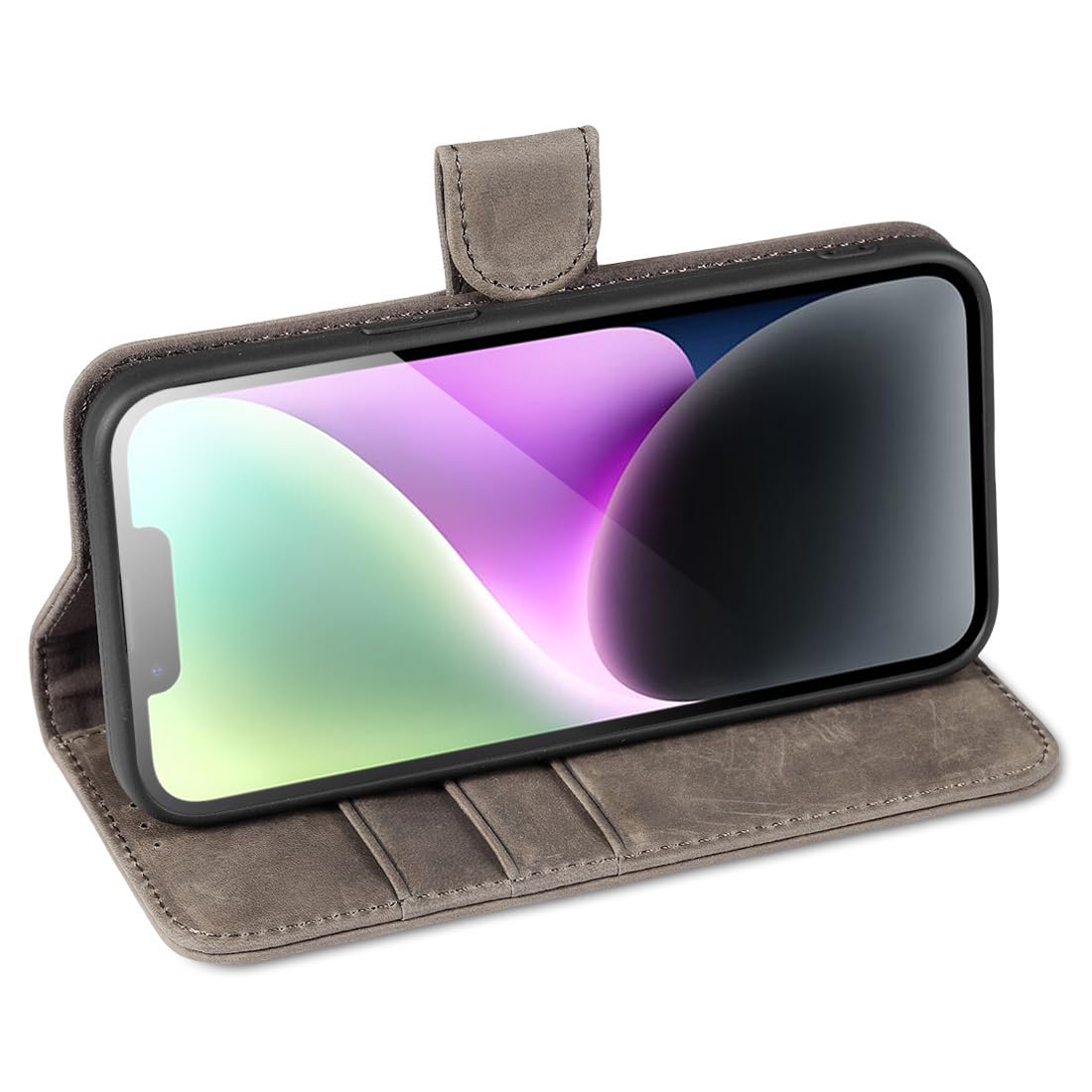 Custodia a portafoglio per iPhone 14/14 Plus/14 Pro/14 Pro Max, custodia in pelle resistente con supporto per carte di credito, chiusura magnetica antiurto, custodia protettiva, 14, rosa 1