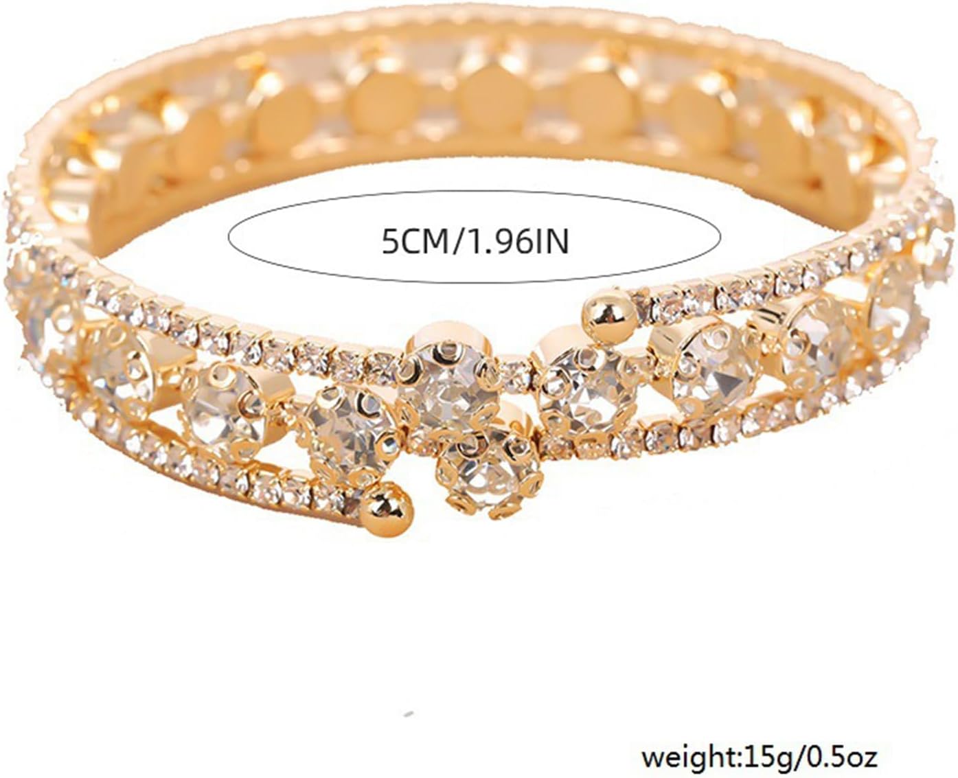 Shining Rhinestone Wrap Bracelets for Women,Trendy Statement Geometric Layered Adjustable Bangle,Sparkly Wedding Bride Celebration Jewelry Gifts - Image 3