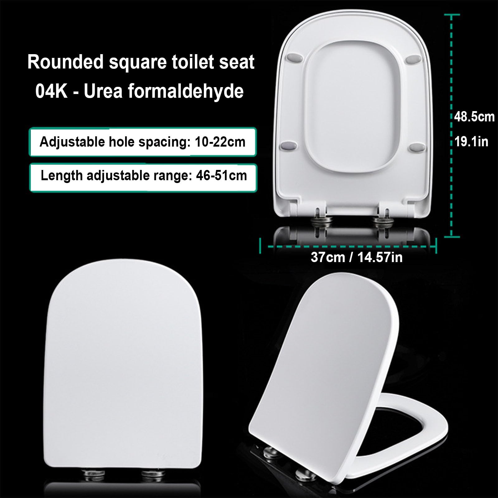04k,Deska sedesowa o miękkim opadaniu, deska sedesowa o wolnym opadaniu, mocznikowo-formaldehydowa, regulowane metalowe zawiasy, łatwa w montażu i czyszczeniu, kwadratowa, biała