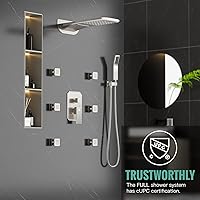 Vista 6 de Sistema de ducha en cascada de 4 funciones con chorros corporales, sistema de ducha de lluvia de cuerpo completo SR SUN RISE con grifo de ducha