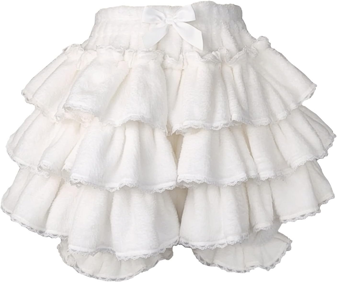 Womens Harajuku Y2k Sweet Pink Pumpkin Pants Lolita Autumn Winter Plush Shorts Kawaii Ruffles Lantern Clubwear Dance Shorts (Color : White, Size : Talla �nica)