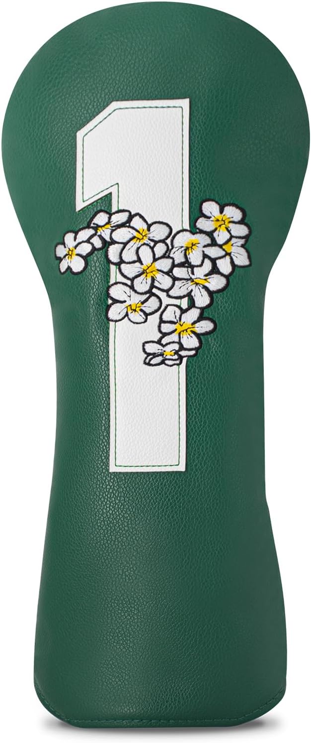 Golf Headcovers Club Head Covers Advanced Embroidery Cherry Blossom Leather Driver Fairway(FW) Wood Hybrid(UT) with Number Tags Protects Against Scratches and Damage