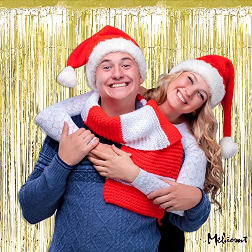 Image of 4 Pack Light Gold Fringe Curtain Backdrop, 3.2Ft x 9.8Ft Metallic Tinsel Foil Fringe Streamers Background for Photo Booth Birthday Wedding Baby Shower Carnival Easter Mother's Day Party Decorations